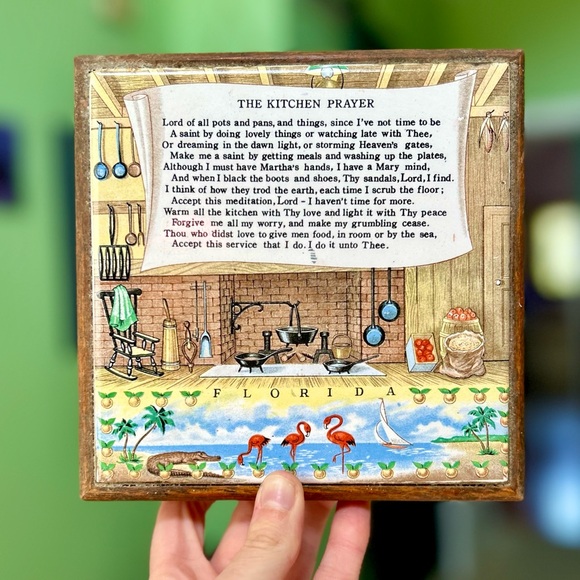 Other - VTG Florida Kitchen Prayer Still Life Hot Plate Trivet Home Decor Accent